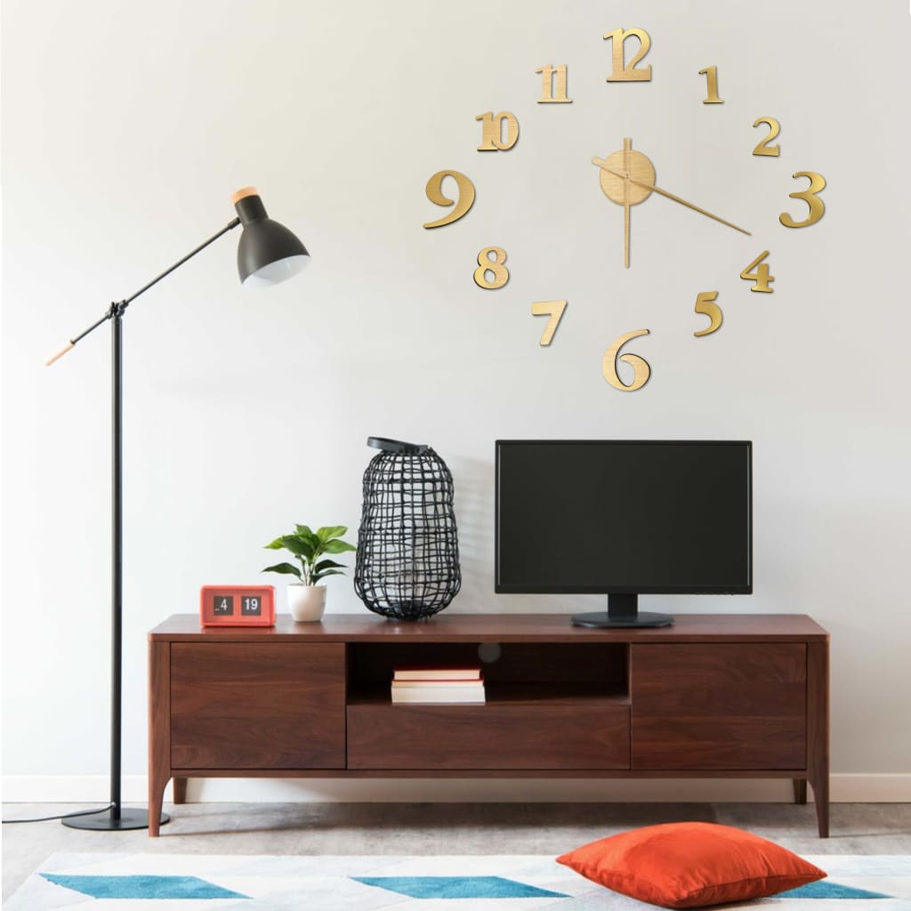 Veggklokke 3D moderne design gull 100 cm XXL vidaXL