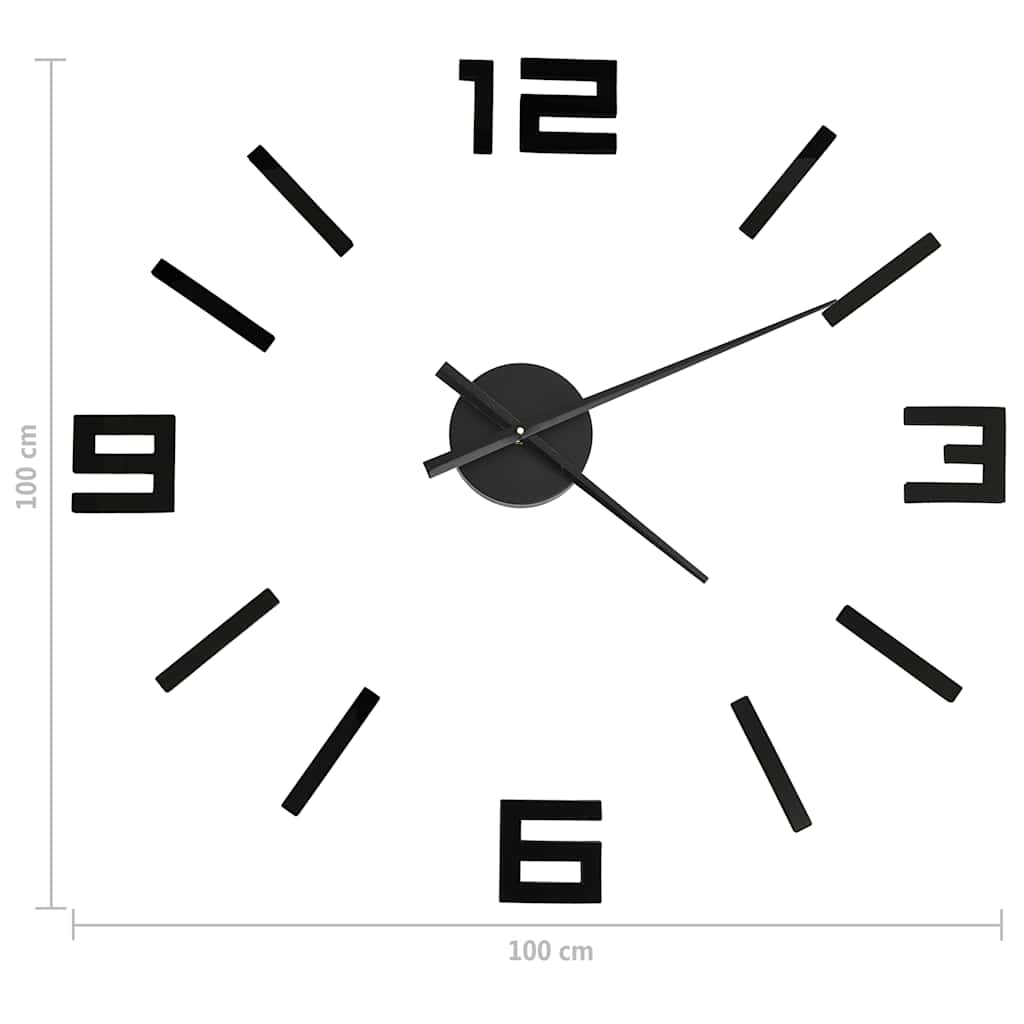 Veggklokke 3D moderne design svart 100 cm XXL