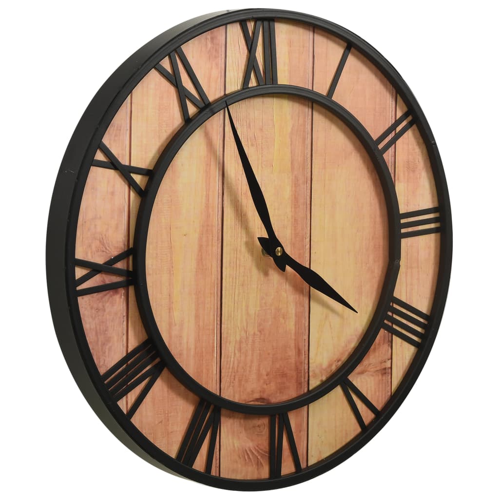 Veggklokke 39 cm brun og svart MDF og jern