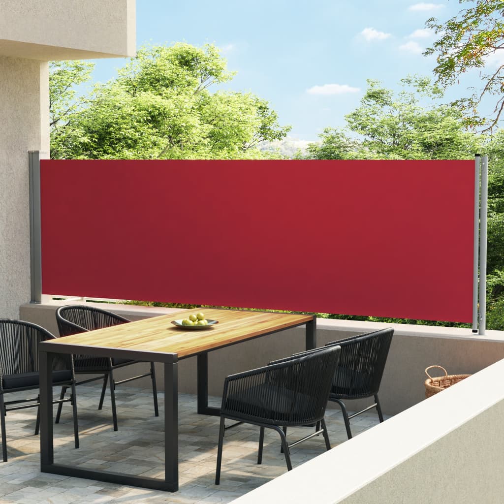Uttrekkbar sidemarkise 140x600 cm rød