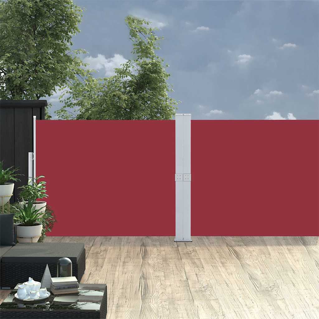 Uttrekkbar sidemarkise 140x1200 cm rød