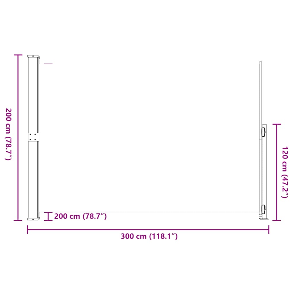 Uttrekkbar sidemarkise 200x300 cm svart vidaXL