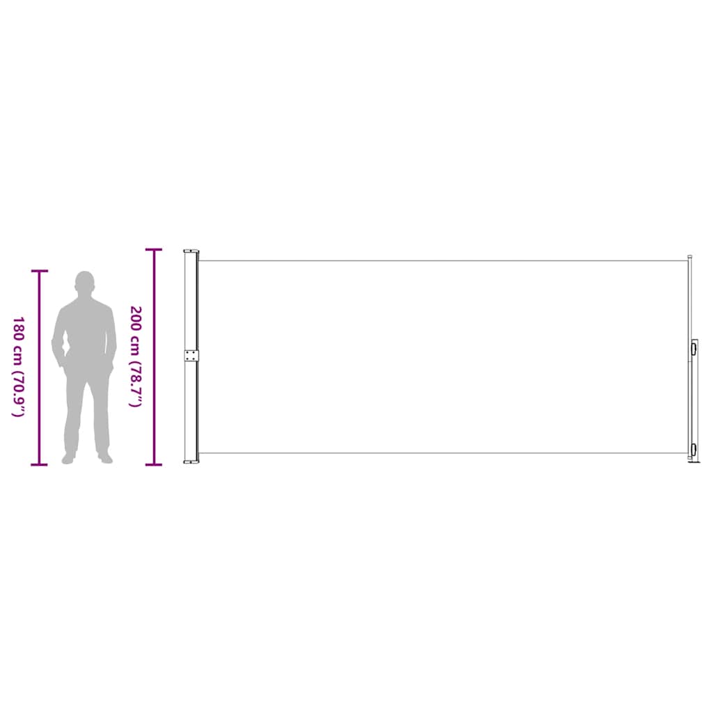 Uttrekkbar sidemarkise 200x500 cm svart vidaXL