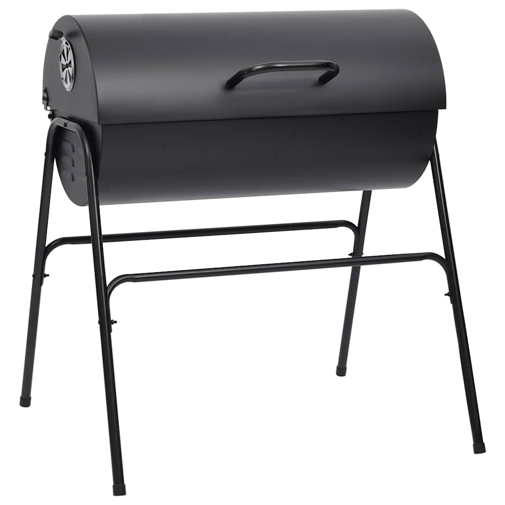 Tønnegrill med 2 grillrister svart 80x95x90 cm stål vidaXL
