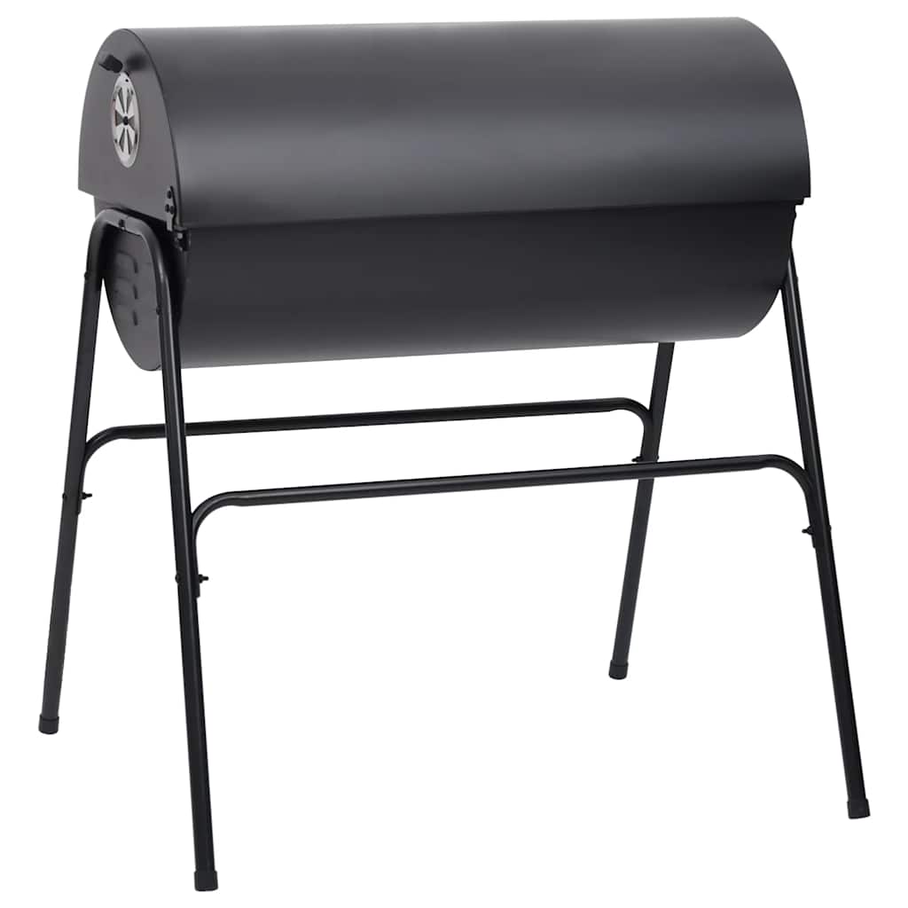 Tønnegrill med 2 grillrister svart 80x95x90 cm stål vidaXL