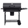 Tønnegrill med hjul og hyller svart stål 115x85x95 cm