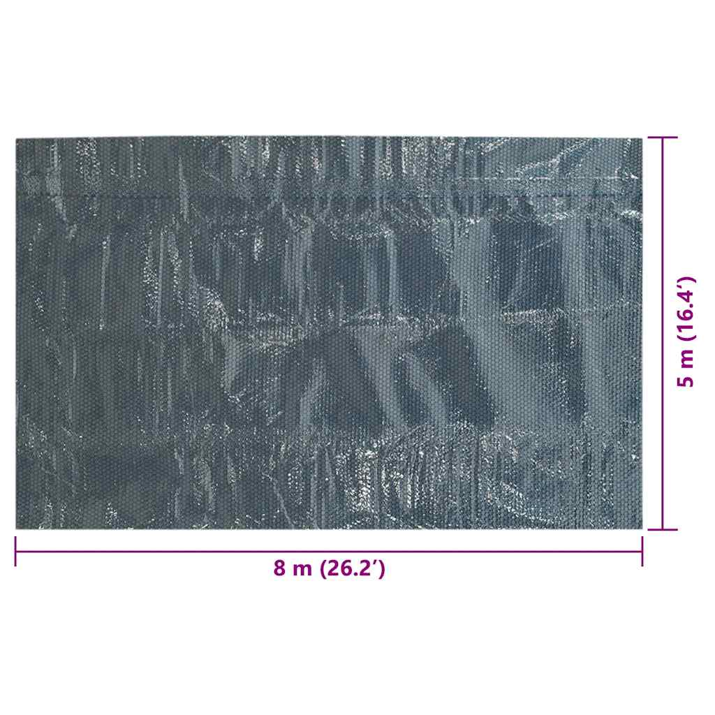 Flytende solarduk til basseng PE 800x500 cm svart og blå vidaXL