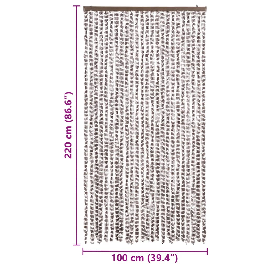 Insektgardin gråbrun og hvit 100x220 cm chenille