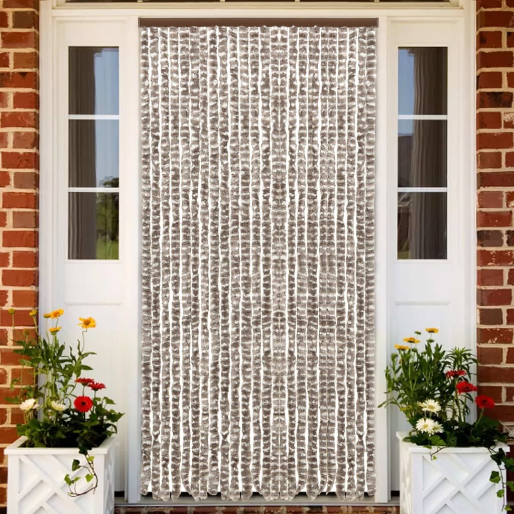 Insektgardin gråbrun og hvit 100x220 cm chenille