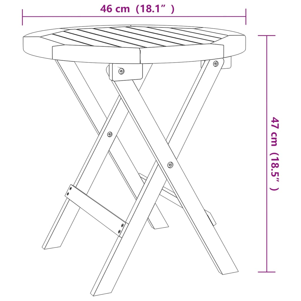 Bistrobord Ø46x47 cm heltre akasie vidaXL