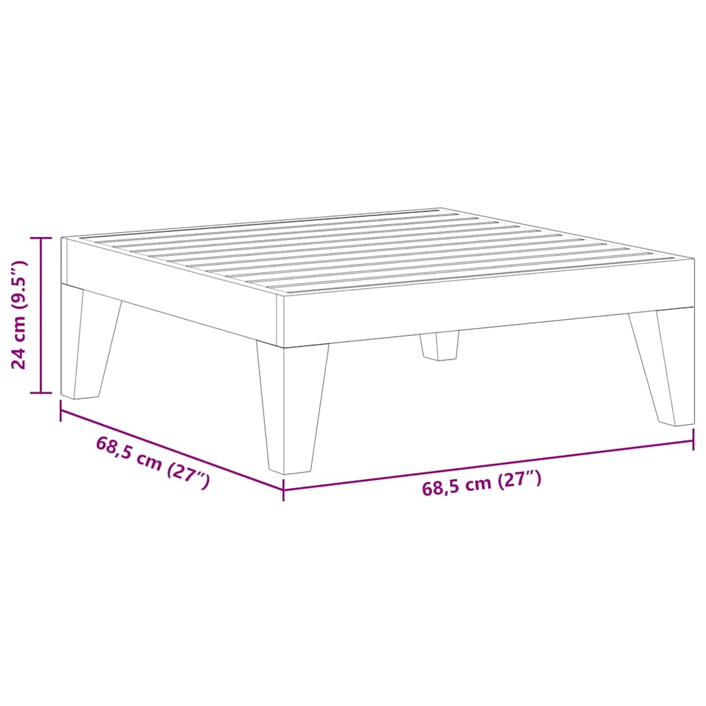 Hagebord 68,5x68,5x24 cm heltre akasie