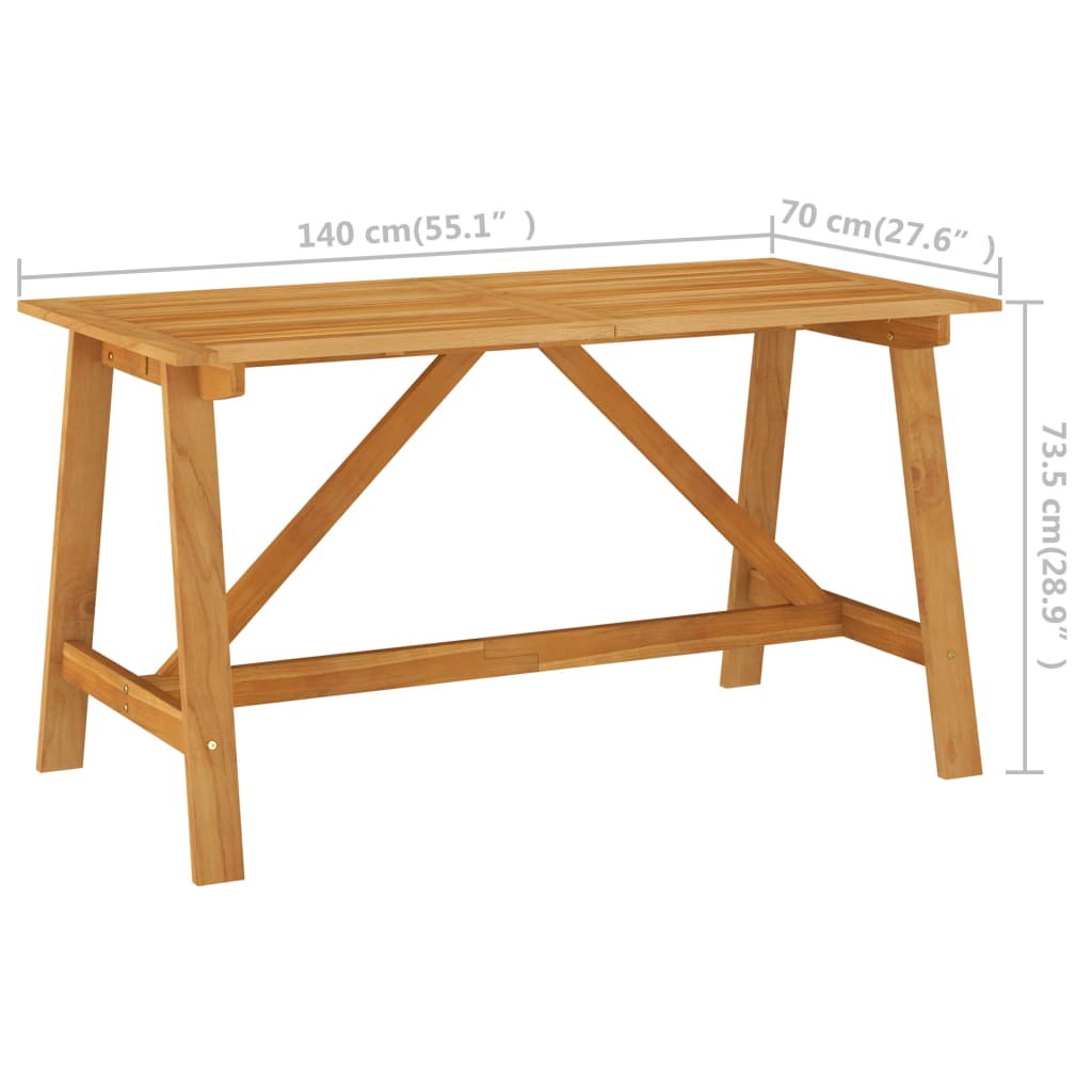 Utendørs spisebord 140x70x73,5 cm heltre akasie