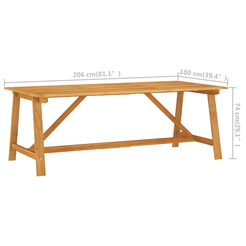 Utendørs spisebord 206x100x74 cm heltre akasie
