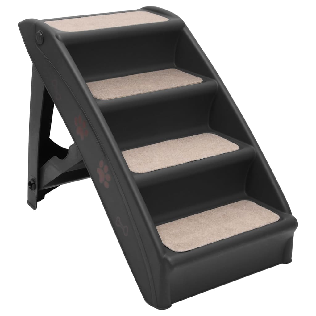 Hundetrapp sammenleggbar svart 62x40x49,5 cm vidaXL