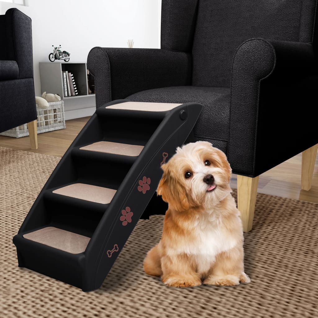 Hundetrapp sammenleggbar svart 62x40x49,5 cm vidaXL