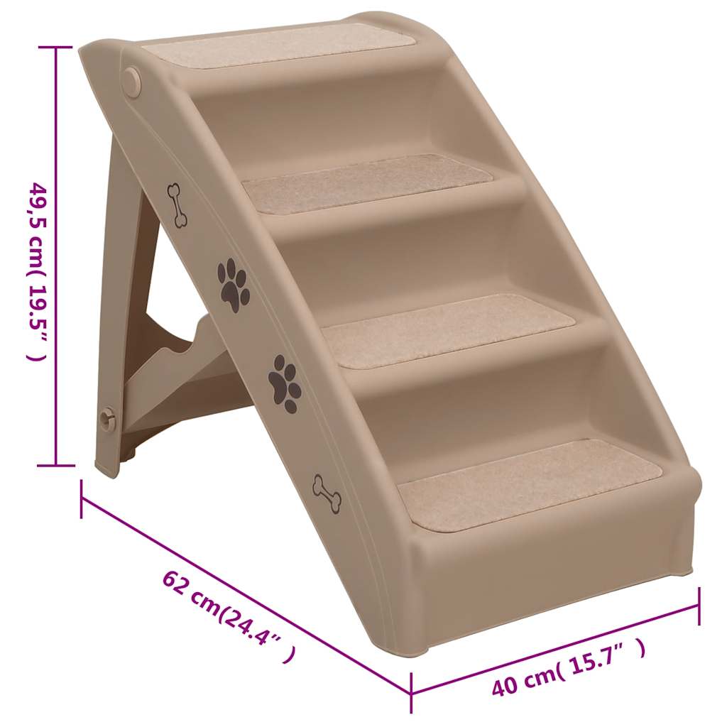 Hundetrapp sammenleggbar brun 62x40x49,5 cm vidaXL