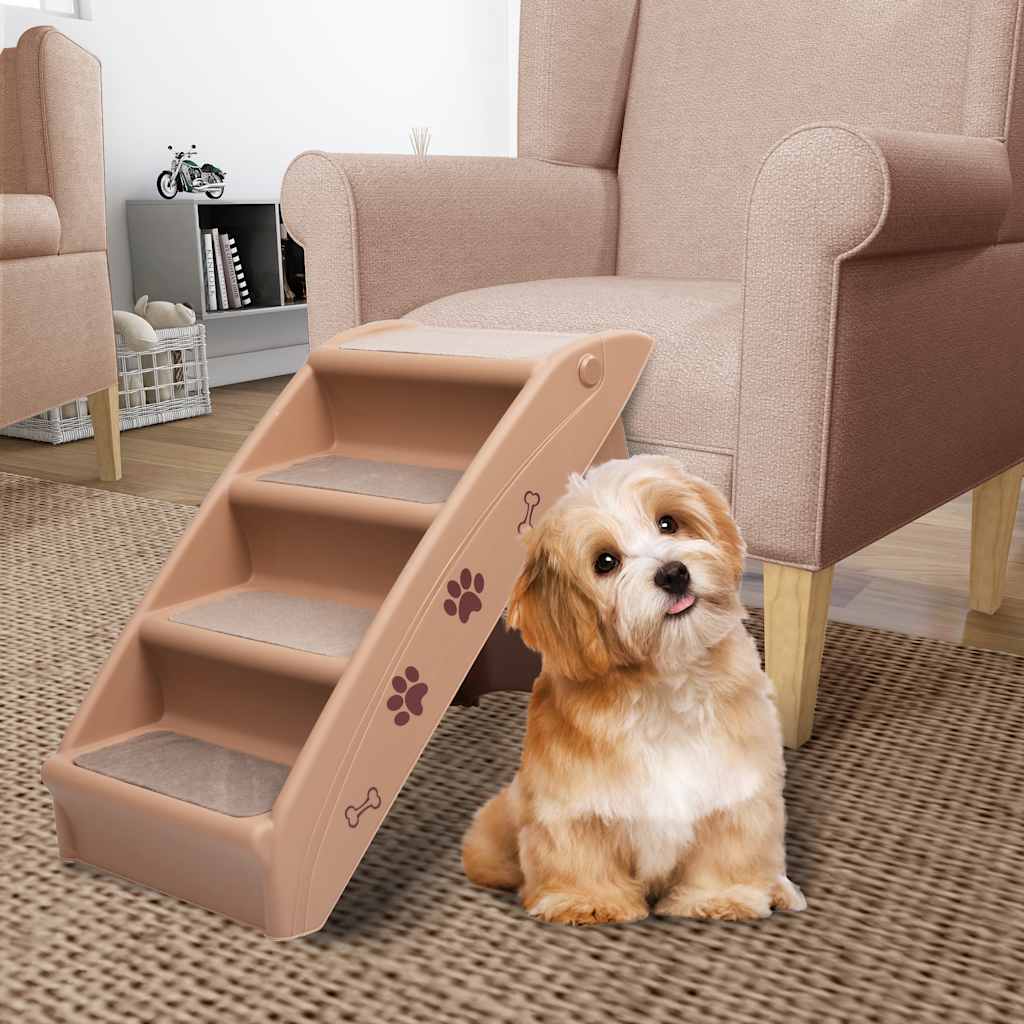 Hundetrapp sammenleggbar brun 62x40x49,5 cm vidaXL