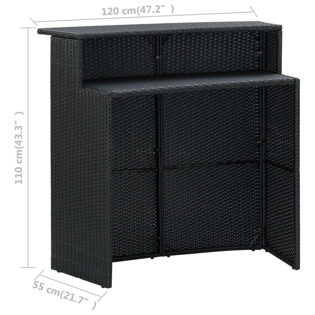 Hagebord svart 120x55x110 cm polyrotting