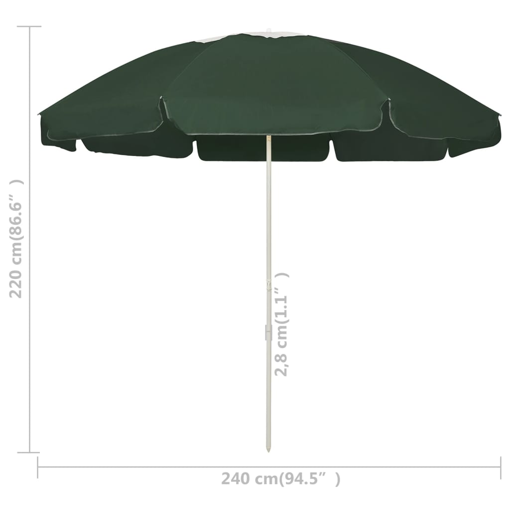 Strandparasoll grønn 240 cm