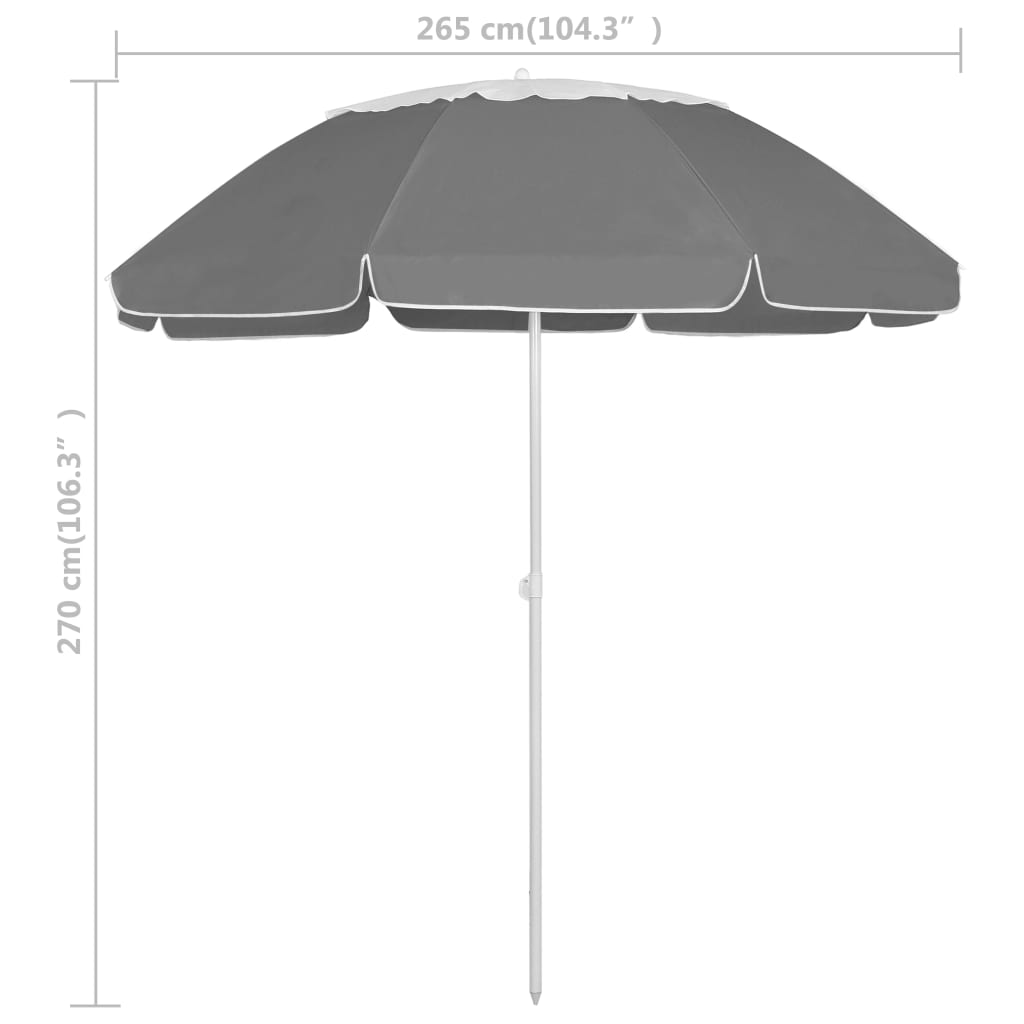 Strandparasoll antrasitt 300 cm