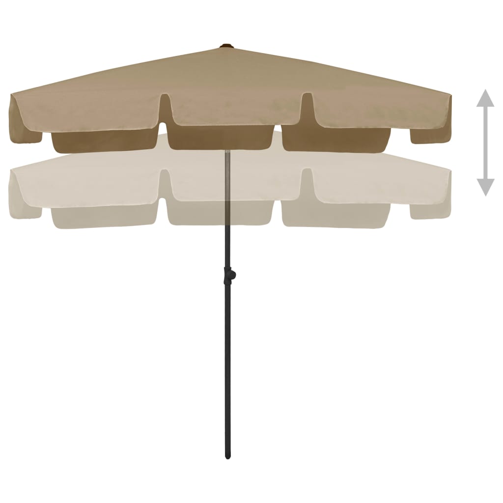 Strandparasoll gråbrun 200x125 cm