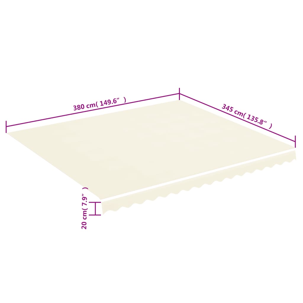 Erstatningsduk for markise kremhvit 4x3,5 m vidaXL