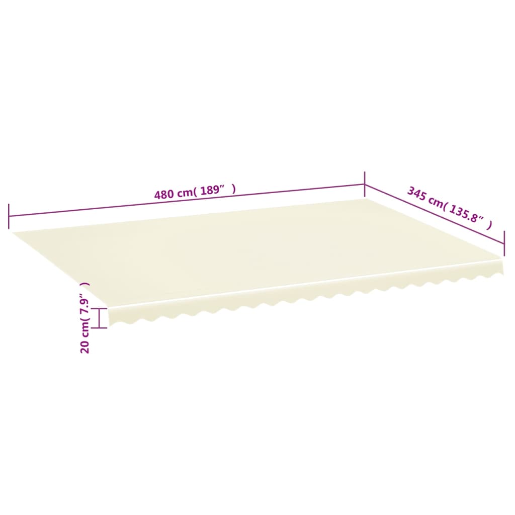 Erstatningsduk for markise kremhvit 5x3,5 m polyester
