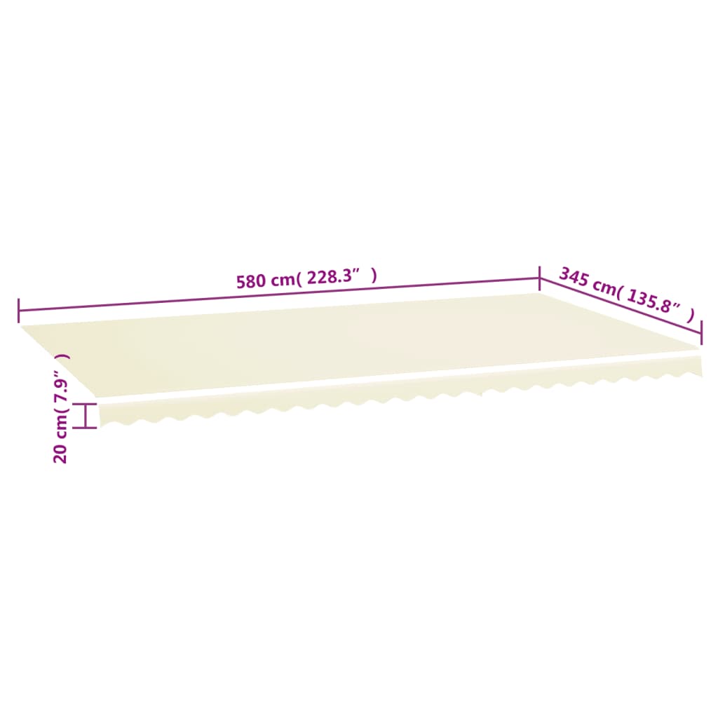 Erstatningsduk for markise kremhvit 6x3,5 m vidaXL