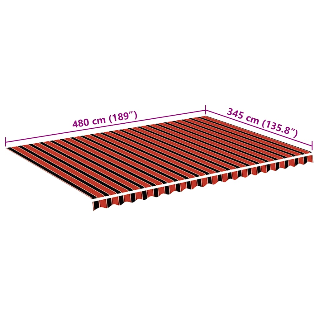Erstatningsduk for markise oransje og brun 5x3,5 m polyester