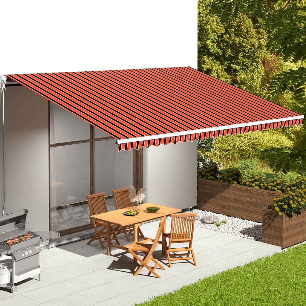 Erstatningsduk for markise oransje og brun 6x3,5 m polyester