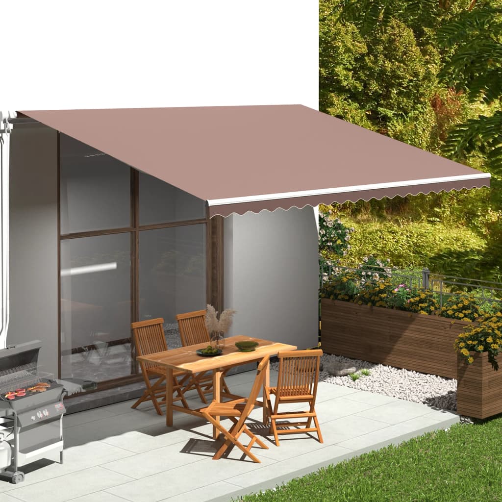 Erstatningsduk for markise brun 5x3,5 m polyester