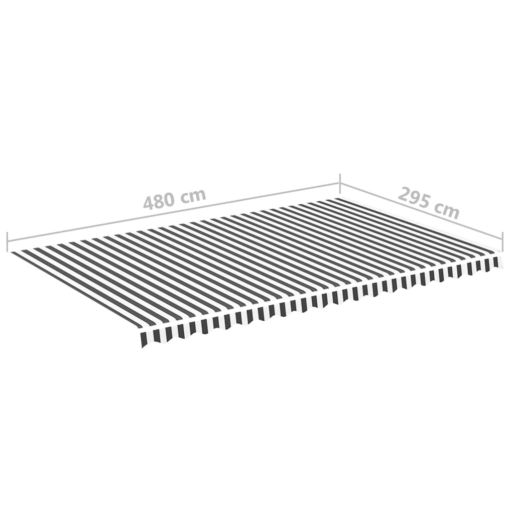 Erstatningsduk for markise antrasitt og hvit 5x3 m polyester