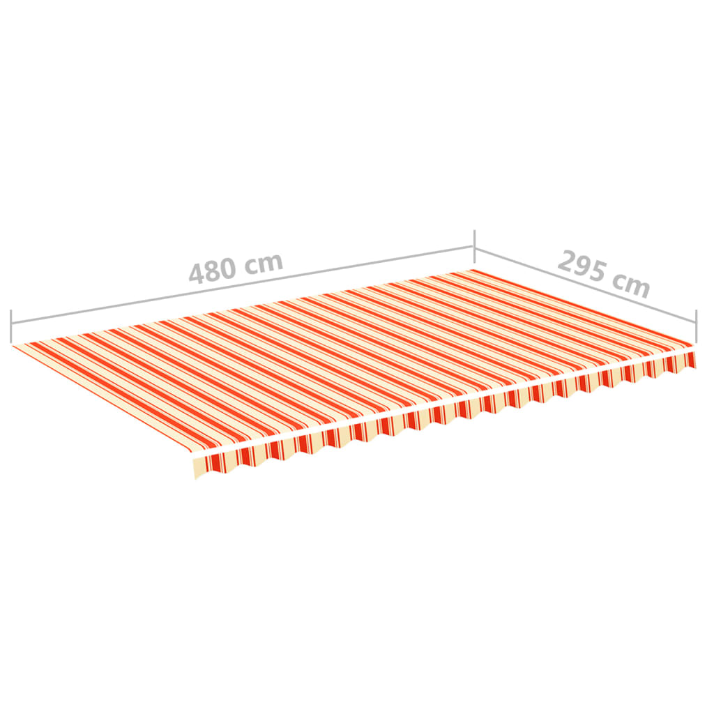 Erstatningsduk for markise gul og oransje 500x300 cm polyester