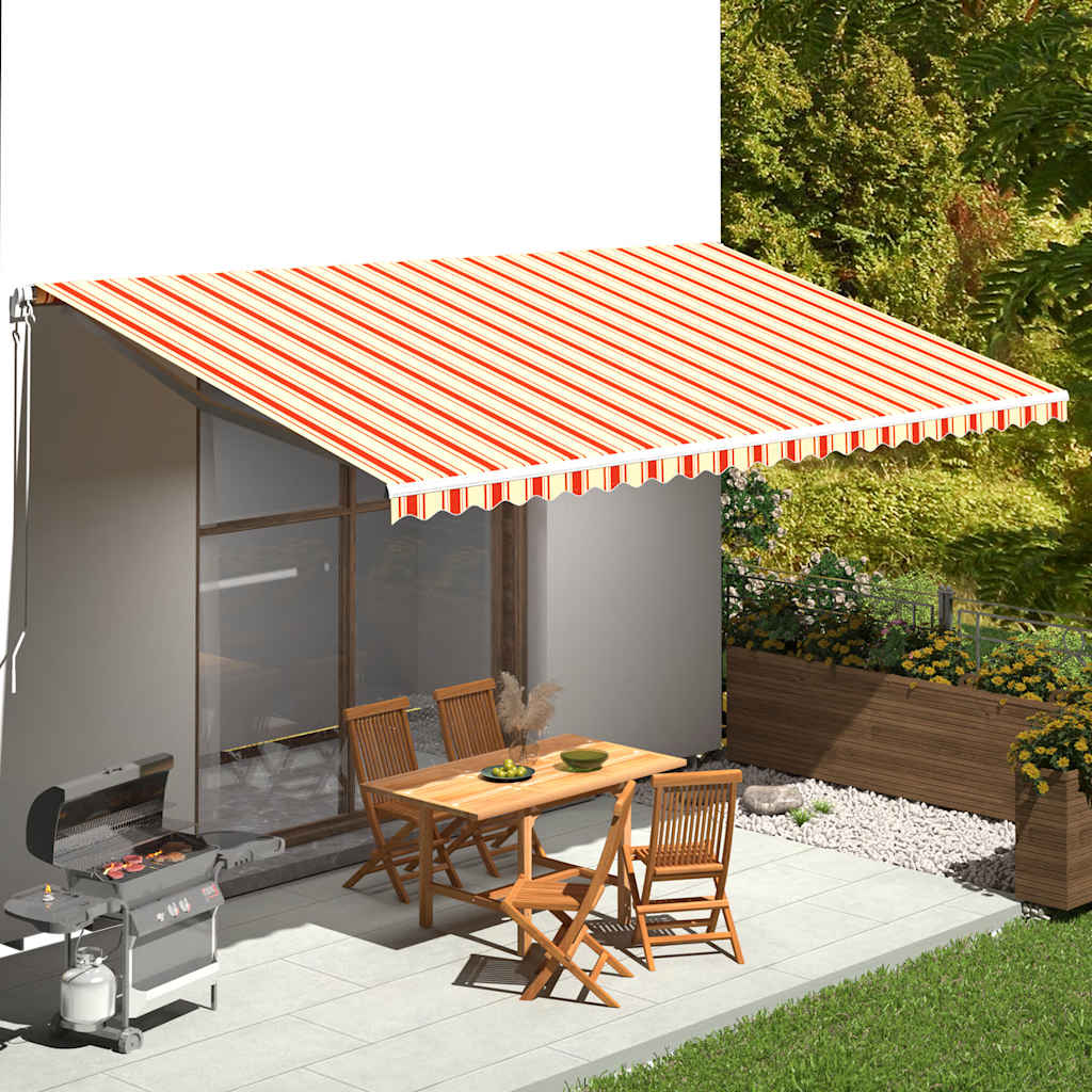 Erstatningsduk for markise gul og oransje 580x295 cm polyester