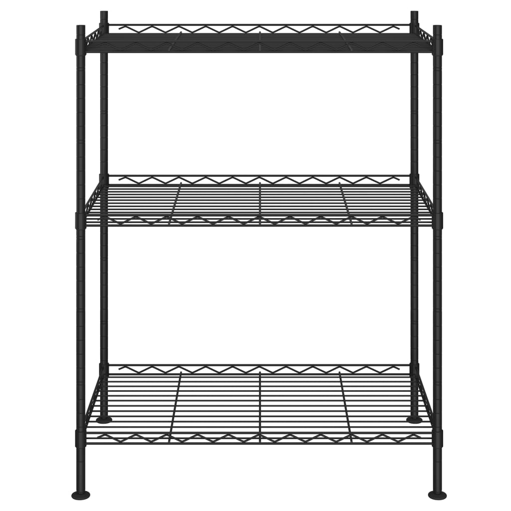 Oppbevaringshylle 3 etasjer 60x35x76 cm svart 150 kg