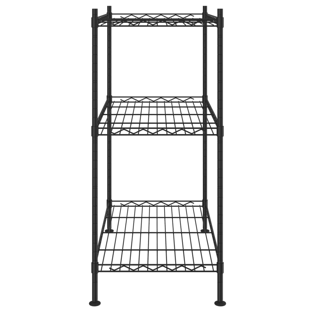 Oppbevaringshylle 3 etasjer 60x35x76 cm svart 150 kg