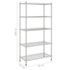 Oppbevaringshylle 5 etasjer 90x35x180 cm krom 250 kg