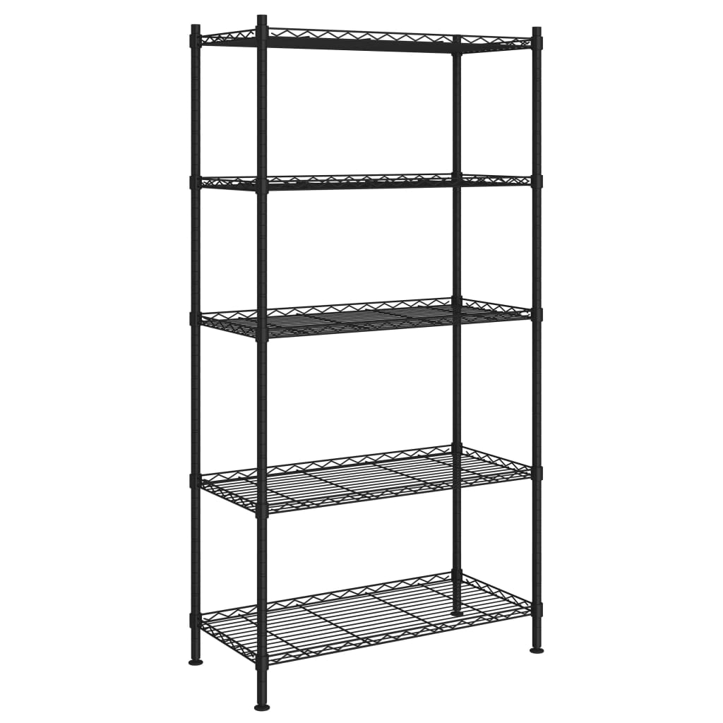 Oppbevaringshylle 5 etasjer 90x35x180 cm svart 250 kg