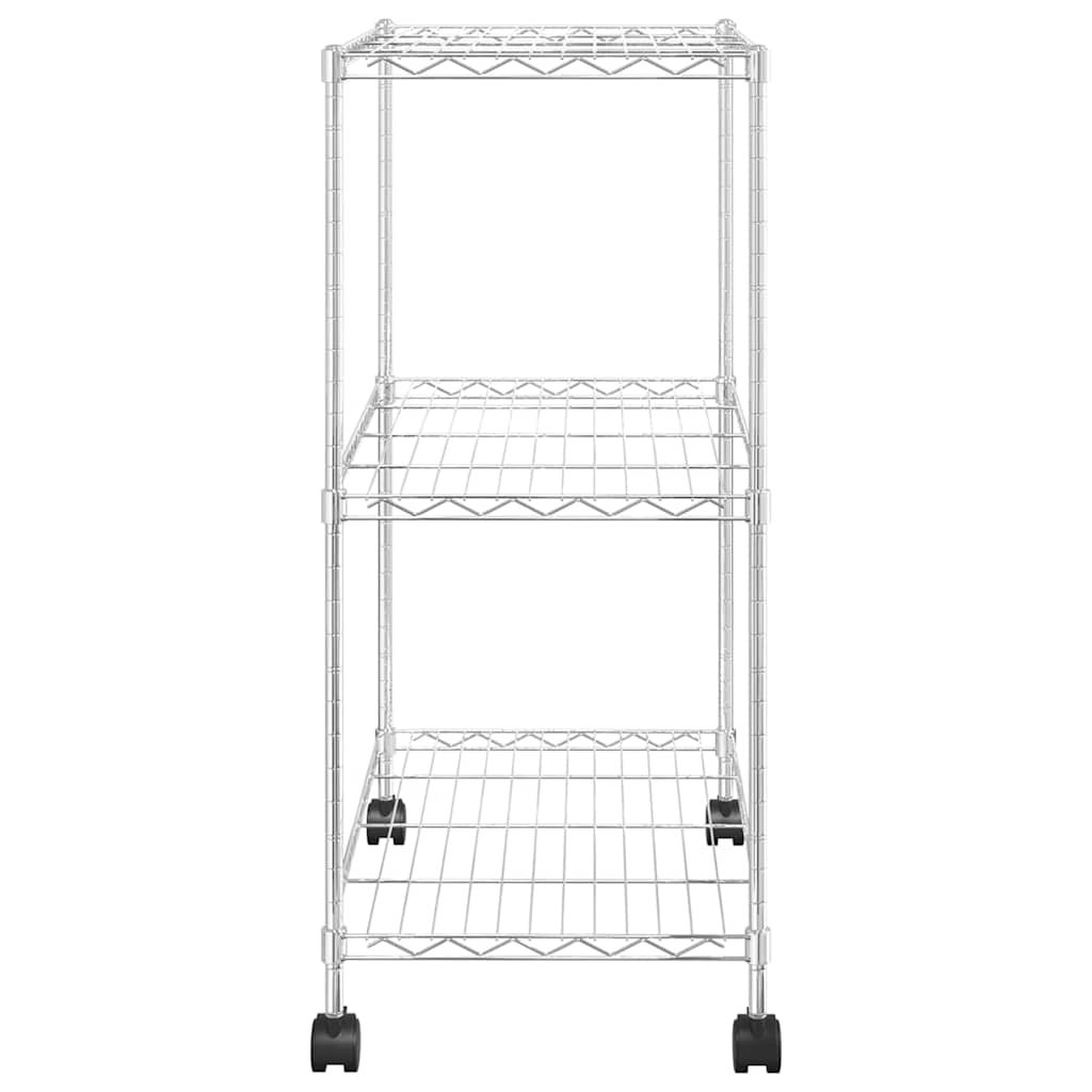 Oppbevaringshylle 3 etasjer med hjul 60x35x81 cm krom 150 kg