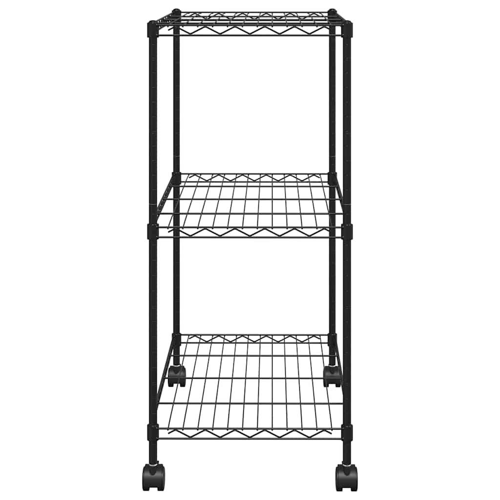 Oppbevaringshylle 3 etasjer med hjul 60x35x81 cm svart 150 kg