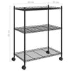 Oppbevaringshylle 3 etasjer med hjul 60x35x81 cm svart 150 kg