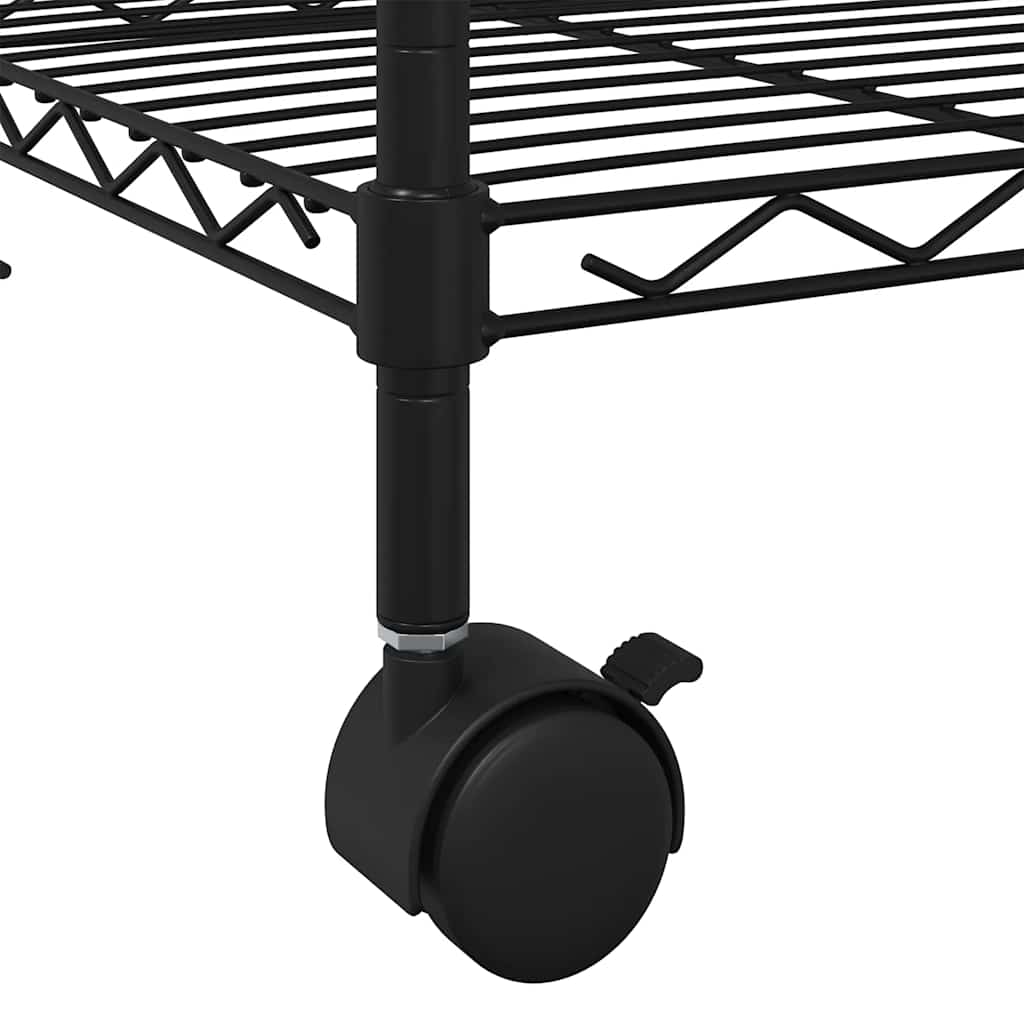 Oppbevaringshylle 3 etasjer med hjul 60x35x81 cm svart 150 kg