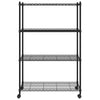 Oppbevaringshylle 4 etasjer med hjul 90x35x142 cm svart 200 kg