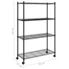 Oppbevaringshylle 4 etasjer med hjul 90x35x142 cm svart 200 kg