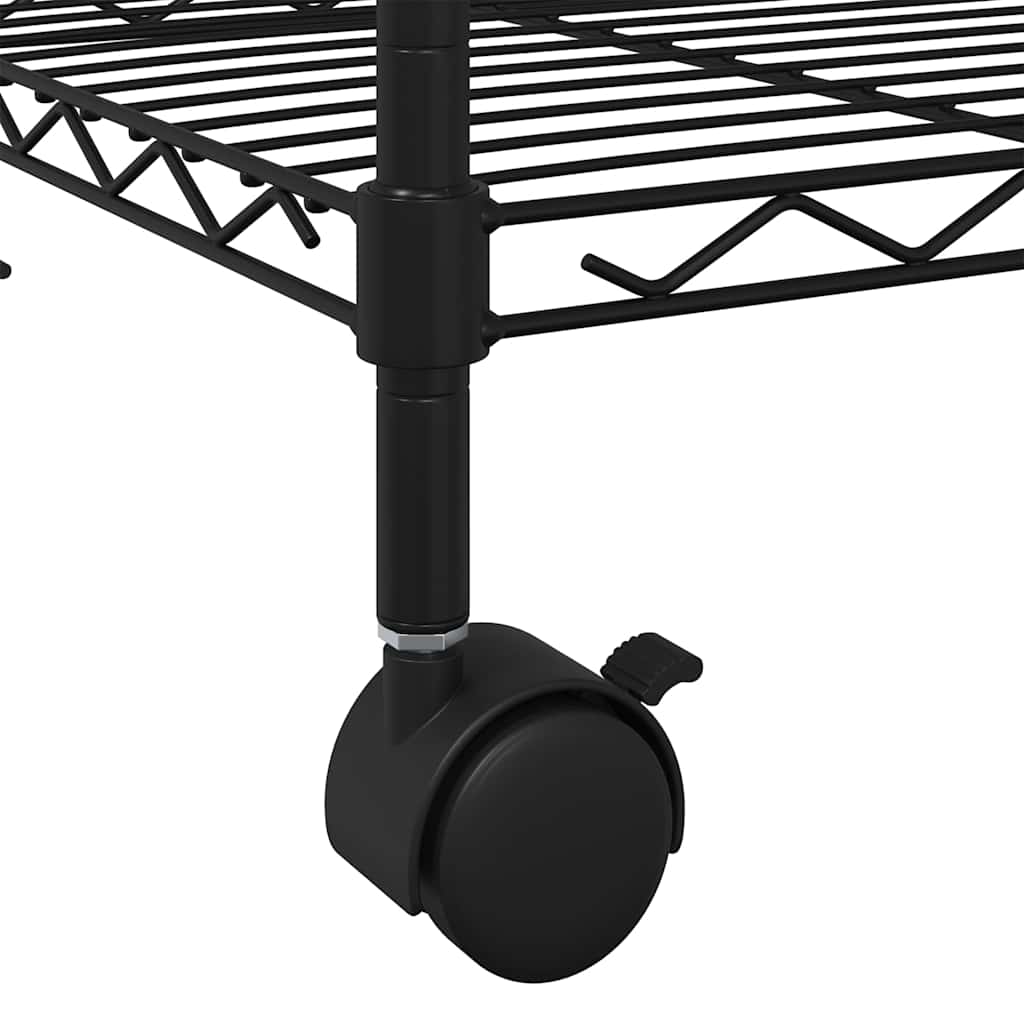 Oppbevaringshylle 4 etasjer med hjul 90x35x142 cm svart 200 kg