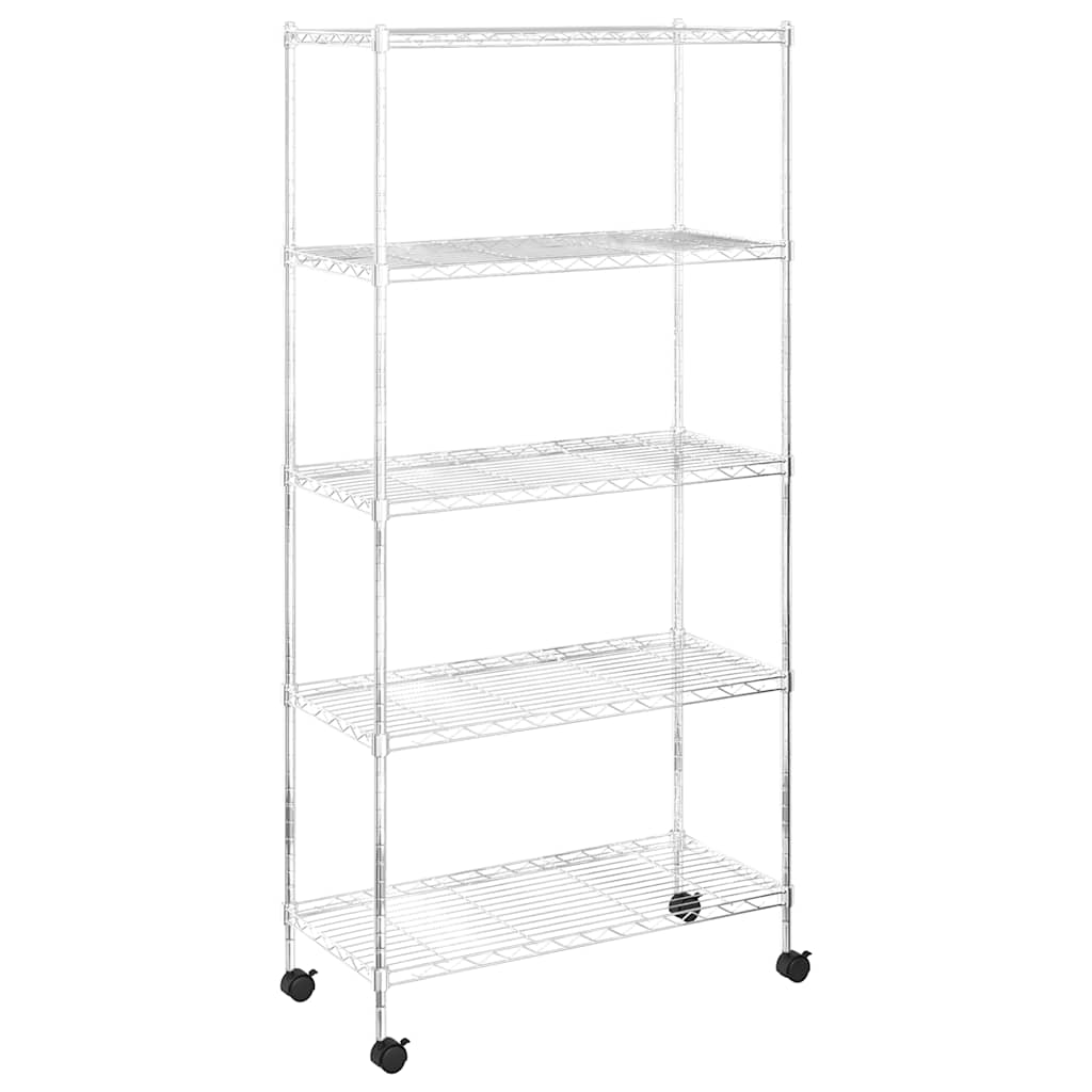 Oppbevaringshylle 5 etasjer med hjul 75x35x155 cm krom 250 kg