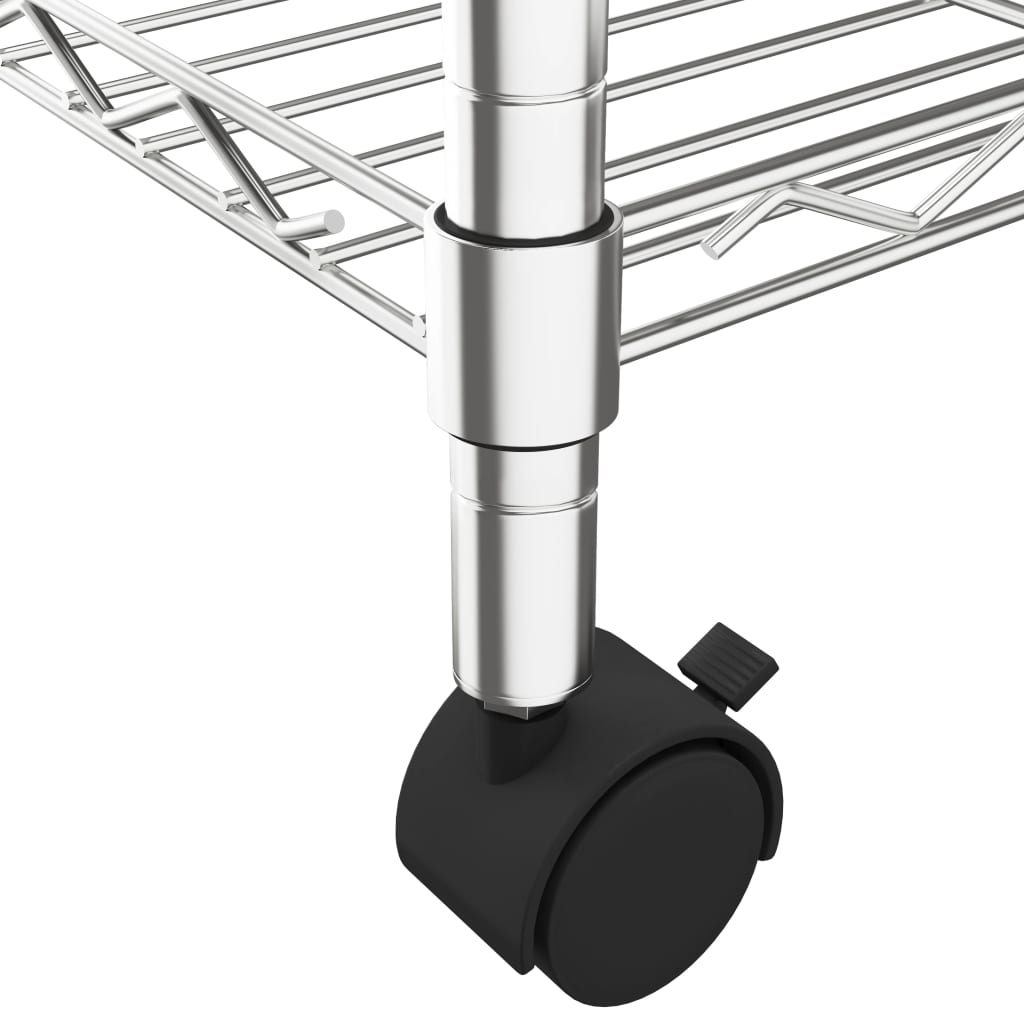 Oppbevaringshylle 5 etasjer med hjul 75x35x155 cm krom 250 kg