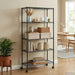Oppbevaringshylle 5 etasjer med hjul 75x35x155 cm svart 250 kg