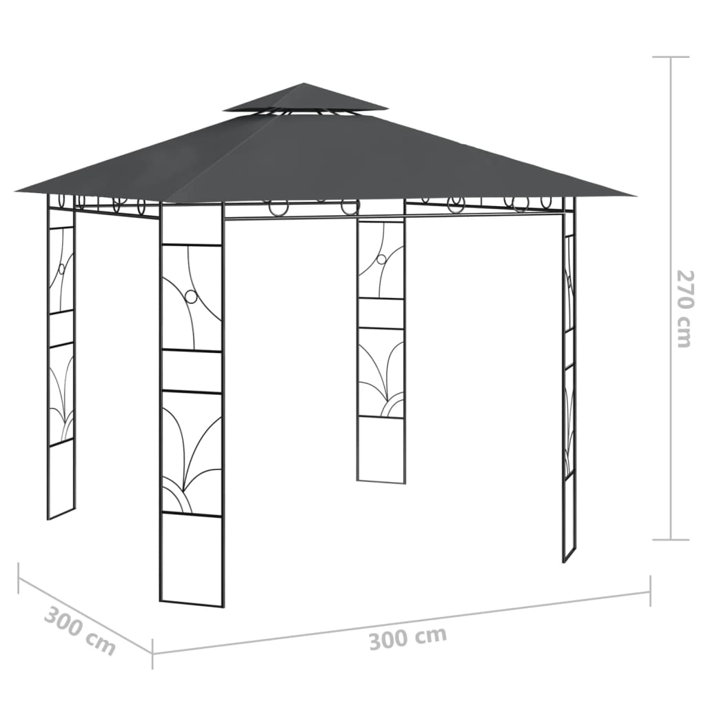 Paviljong 3x3x2,7 m antrasitt 160 g/m²