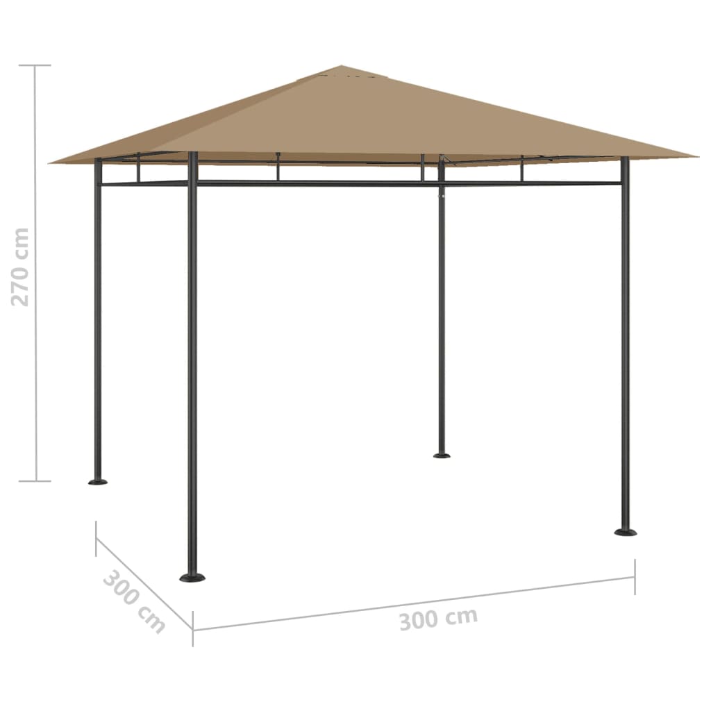 Paviljong 3x3x2,7 m gråbrun 180 g/m²